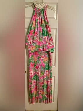 Lilly Pulitzer Pink Tropical Floral Maxi Dress